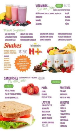 cardápio açai