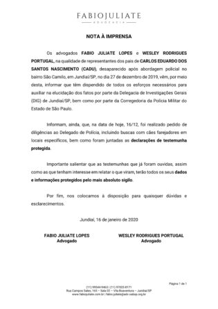 NOTA DOS ADVOGADOS