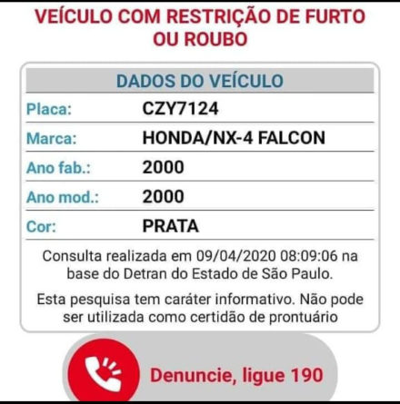 placa da moto