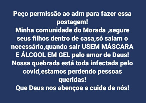 mensagem no face do bairro