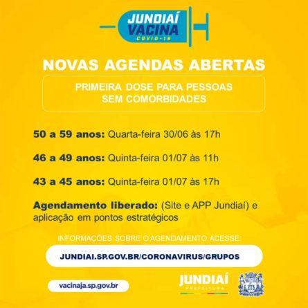 Agenda vacinação em Jundiaí. 