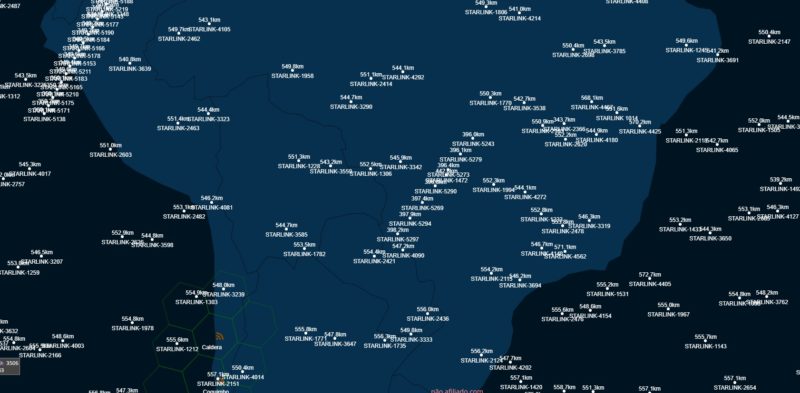 mapa dos satelites