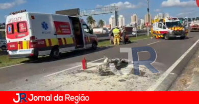 Moto que explodiu na Marginal da Anhanguera foi atingida na traseira