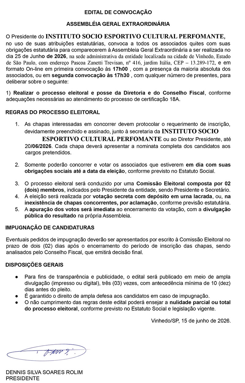 Edital convocacao Eleicao