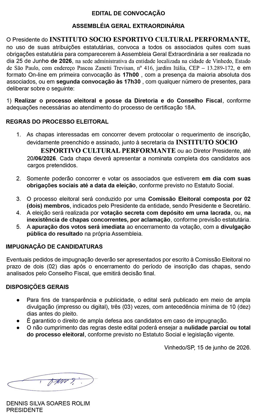Edital convocacao eleicao 1