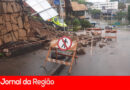 Muro de estacionamento desaba com as chuvas em Jundiaí